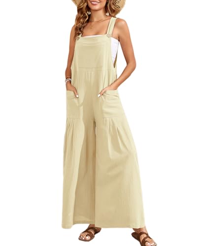 Salopette ample sans manches pour femme HOTIAN en coton léger