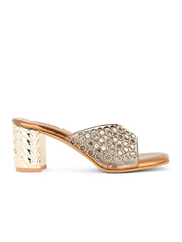 Image of ELLE Women's Embellished Block Heel Slip-On Sandals