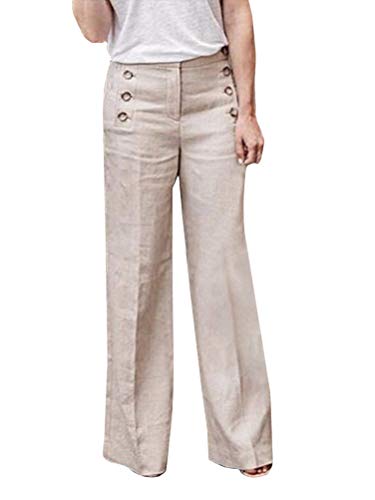 Minetom Sommerhosen Damen Elastische Hohe Taille Tasten Solid Baggy Lose...