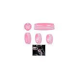 HDUFC for Ford Bronco Sport 2025-up (not Suitable for Bronco) Alloy car Interior Accessories, Shift knob Cover, Switch Button Cover, Headlight, Volume, 4WD knob Cover, 5-Piece Set (Pink)