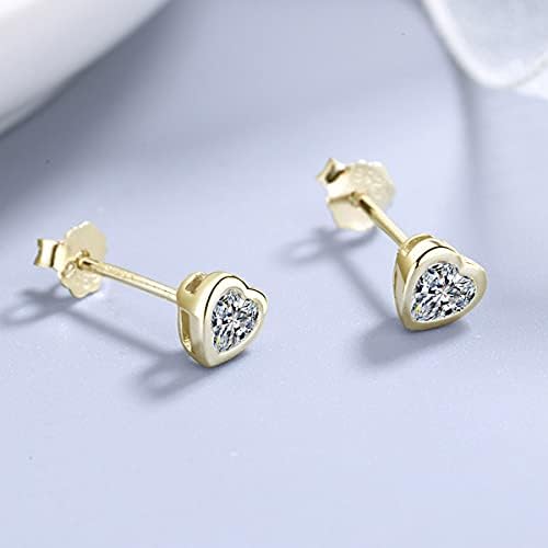 Gulicx 3 Pairs Silver Heart Stud Earrings Set for Women Girls, Hypoallergenic 925 Stering Silver Cubic Zirconia Simulated Diamond Stud Earrings,Small Sleeper Cartilage Studs, Size: 3, 4, 5mm