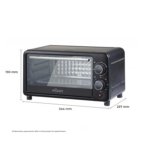 Miniatura 7 de Nilson Life Horno De Sobremesa 10 L, Compacto, 1000 W, Control Mecánico, Nhs1000n, Termostato Ajustable, Temperatura Máxima 230 , Temporizador 60 Min, Incluye Bandeja Esmaltada Y Rejilla Metalica