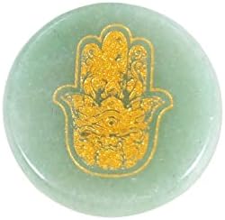 Soulnioi Fatima Palm Blessing Scented Candle Decorative Ornament Candle and 1pc Reiki Healing Crystal Green Aventurine Engraved Fatima Symbol Palm Stone