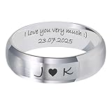 Comfort Fit 6mm Silver Titanium Steel Ring – Custom Engraved Personalised Text, Matte Beveled Edge Sleek Band, Proposal, Ideal Wedding, Promise, Anniversary Ring or Gift for Men Women