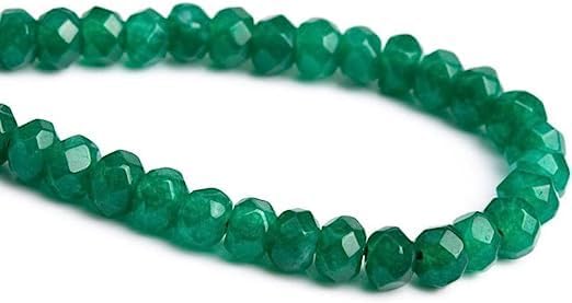Z.A Gems Natural Green Jade tyre Faceted Beads,for Jewelry Making AAA Round Loose Beads Energy Healing Power Stone Beads DIY Bracelet Necklace 10 mm 15 Inch.