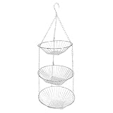 Kuuleyn Cestini in Filo Metallico, Cestini Appesi per Frutta, 1PC Cesto Porta Frutta Appeso a 3 Livelli da Cucina Filo di Ferro Cesto Portaoggetti Appeso per Frutta Verdura Fiore per Interni Esterni