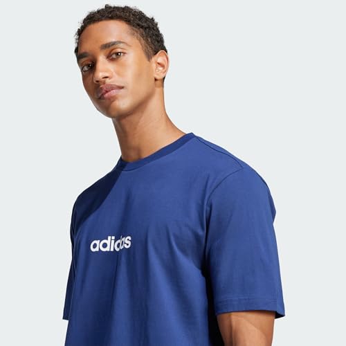 adidas Herren Essentials Linear Single Jersey Shirt, Dark Blue/White, XXL – Ansicht 2