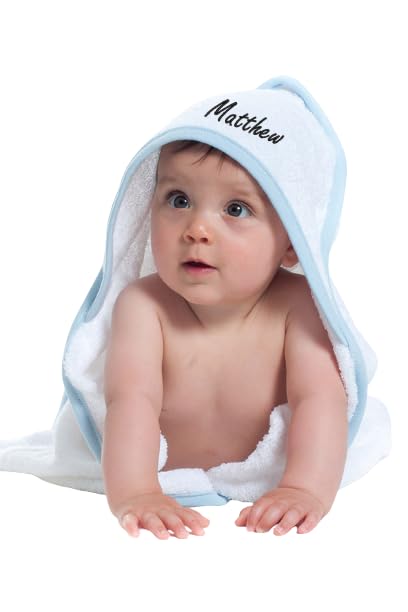 Personalised Name Baby Hooded Towel | Embroidered Soft Cotton Bath Gift for Newborns