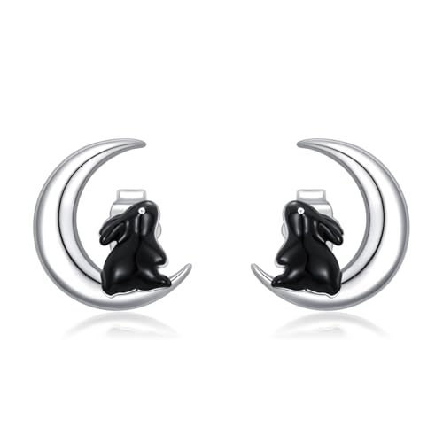 Boucles d'oreilles lapin en argent sterling 925 pour femme