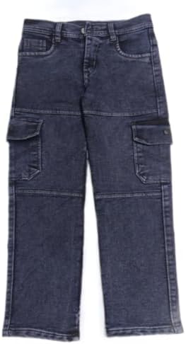 Sky Heights Boys Solid Cargo Denim Jeans