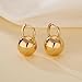 Ascona Hoop Earrings, Gold Plated Ball Drop Dangle Leverback Earrings for Women, Hypoallergenic Lightweight Gold Plated Dainty Fashion Jewelry(24mm)