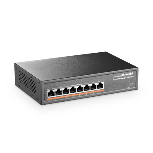 Switch a 8 porte PoE Gigabit gestito 8 x Mbps PoE+ alimentazione 120 W L2 Smart Web Managed switch Ethernet in metallo senza ventola