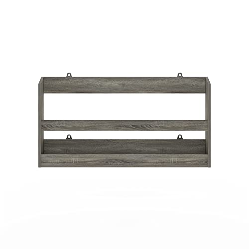 Image of Furinno Hermite Multipurpose Wall Mounting Storage Shelf, French Oak | Wall Shelf with Guard Rail, Floating Shelf, Wall Mounted Shelves, for Bathroom, Bedroom, Living Room, Home Office