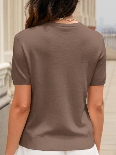 Image of SANGTREE Short Sleeve Sweater for Women Crewneck Summer Knit Tops | Summer Knit Pullover Tops.Perfect for Daily,Work,Home,Holiday,Travel,Shopping Etc.