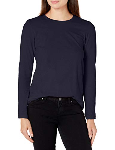 American Apparel Women's Fine Jersey Classic Crewneck Long Sleeve T-Shirt, Navy, Small