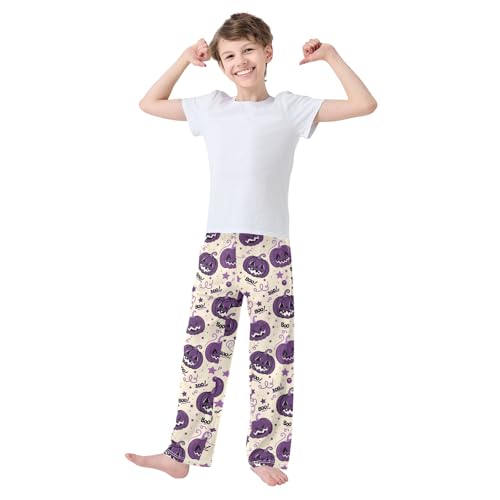 Pajama Pants Lounge Sleep PJ Bottoms Sleepwear Elastic Waist Drawstring S Purple Pumpkin3