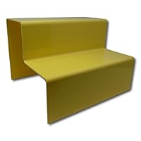 EPOSGEAR Sweet Pastel Two Step Tier Coloured Acrylic Plastic Retail Riser Counter Display Stands - Perfect for Shops, Stalls, Ornaments, Models etc (Lemon Bonbon, Extra Large Wide)