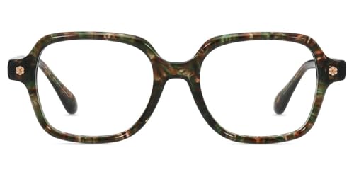 Image of Firmoo Blue Light Blocking Glasses Flower Decor Square Frames Computure Gaming /TV /Phones Glasses for Women