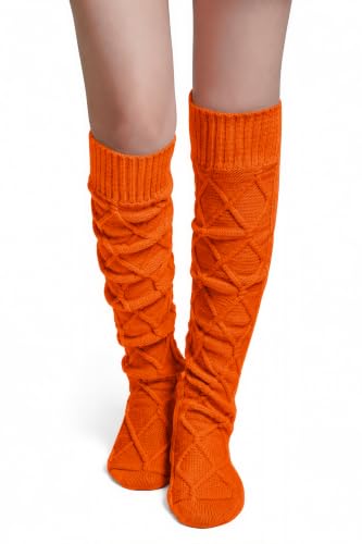 Image of Pcavin Thigh High Socks for Women, Long Cable Knit Over Knee Boot Stockings | Extra Long Fit, Cable Knit Texture, Warm Thick Knit, Winter Boot Socks, Cozy Leg Warmers, Sweater Sock Style