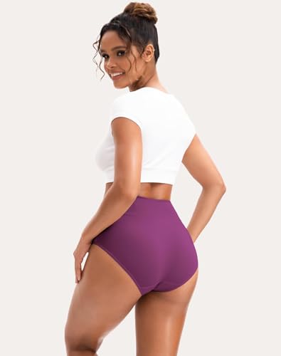 Image of INNERSY Women's High Waisted Underwear Cotton Panties Regular & Plus Size 5-Pack