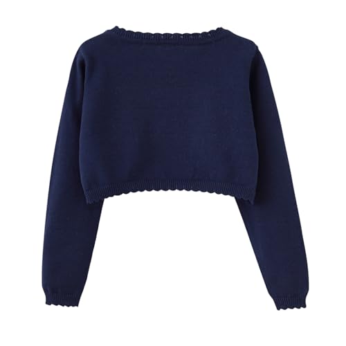 Image of Miipat Toddler Girls Cardigan Long Sleeve Bolero Shrug Kids Knit Sweater Cover Up Button Closure Cropped Tops
