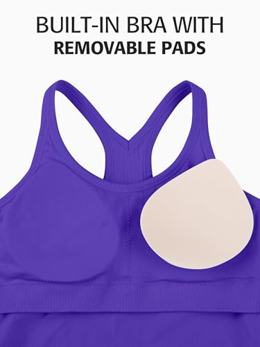 Image of ATTRACO Ribflex Ribbed Workout Tank Tops for Women with Built in Bra Racerback Scoop Neck Athletic Top