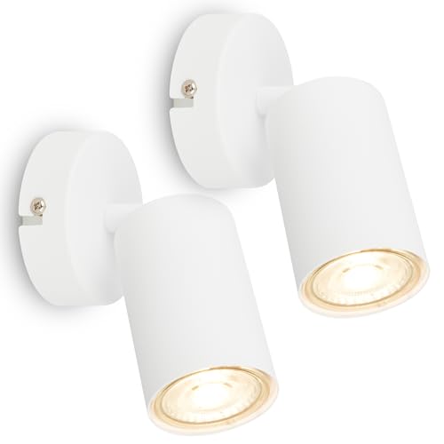 BRILONER - Set di 2 applique da parete per interni, attacco GU10, max. 9 W, applique camera da letto, interno, lampada parete, camera da letto, 8 x 15,5 cm, bianco