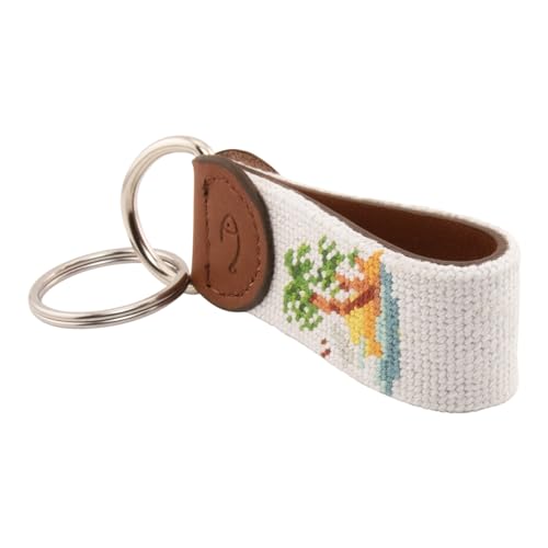 Image of Leather Hand-Stitched Needlepoint Key Fob or Key Chain