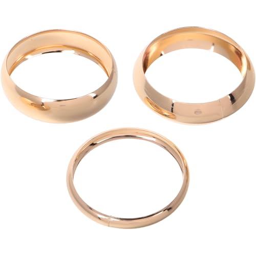 SHOWERORO Pulseras Gruesas de Oro para Mujer Conjunto de 3 Brazaletes Metálicos y Lisos Pulseras Apilables de Aro Abierto Dorado para Uso Casual y Formal
