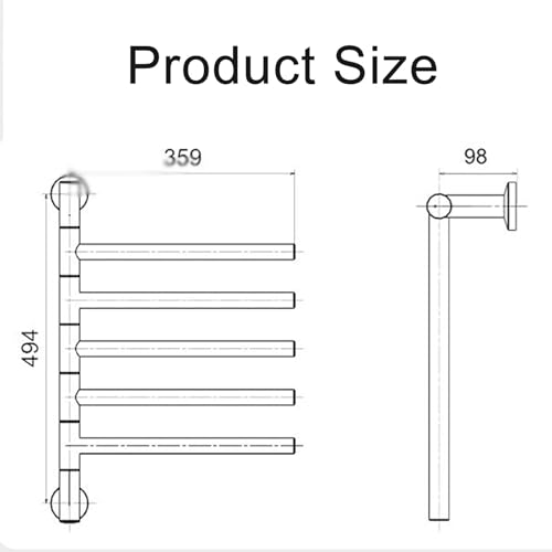 Toallero calefactable de Acero Inoxidable con Varilla giratoria y Ajuste de Temperatura, radiador toallero eléctrico de Pared para baño de Hotel, Blanco (Gray)