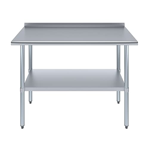 Image of AmGood Stainless Steel Work Table with 1.5 inch Backsplash | Metal Kitchen Food Prep Table | NSF (48 inch Long x 24 inch Deep)