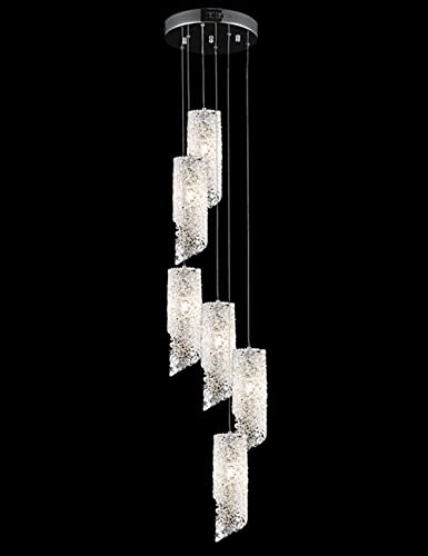 TAXXII Lustre de villa de luxe d'escalier moderne à 6 têtes Lustre de villa de luxe long lustre en cristal plafonnier boule suspension abat-jour appliquer pour les escaliers, couloir, sal