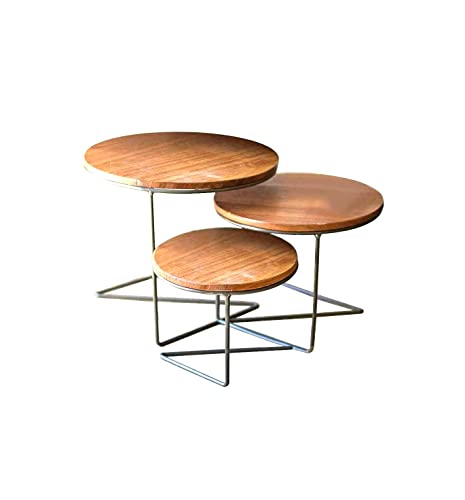 First Of A Kind Round Wooden Display Risers - Set Of 3 Round Wire Display Risers With Wood Tops, Round Decorative Display Stand - 10" Tall Wooden Display Risers #TOP7