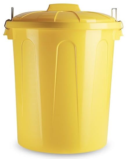 Muddy Hands 51 Litre Plastic Bin Indoor Kitchen Outdoor Garden Rubbish Waste Recycling Dustbin Animal Feed Pet Food Storage (Yellow)