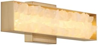 Minka Lavery 3881-776-L Divinely Acrylic Quartz Crystalline Rectangular LED Wall Sconce, 1-Light 14 Watt, 5" H x 17" W, Celeste Brass