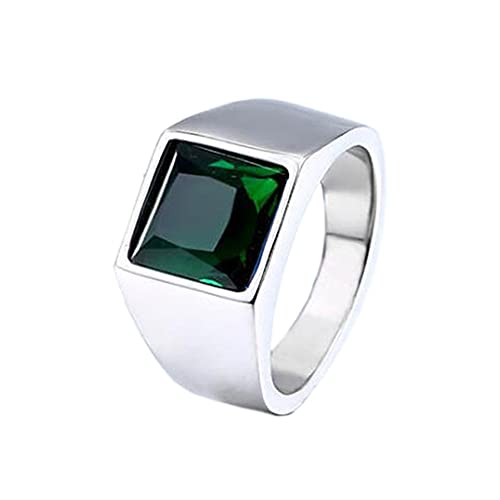 [ＴｉｎｇＴｉｎｇ　Ｒｏｓｅ] ティンティンローズ カット ストーン スクエア リング ステンレス エメラルドカラー メンズ 指輪 26号