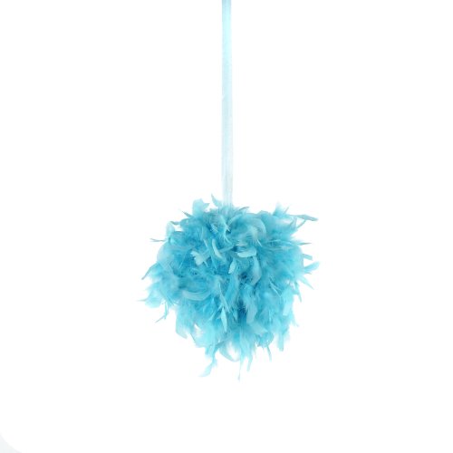 ZUCKER 12 inch Fluffy Feather Hanging Pom Pom - Hanging Decor for Party, Wedding, Baby Shower or Home Décor - Light Turquoise Blue