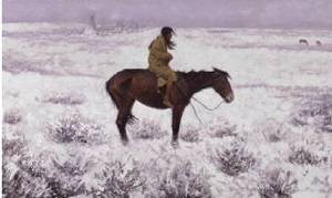 Peinture à l'huile Frederic Remington tableau The Herd Boy toile salon 30x36