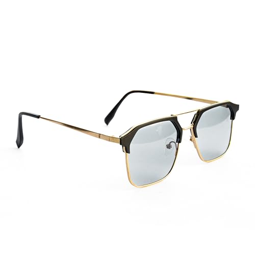 DURER Photochromic Square Sunglasses for Men, Metal Frame, UV Protection, Stylish Everyday Eyewear (Golden)