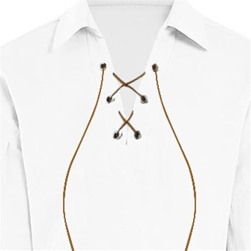 Youth Boys Vintage Medieval Pirate Shirts Long Sleeve V-Neck Loose Halloween Tops Renaissance Viking Performance Shirts3