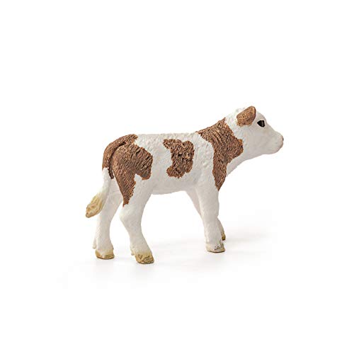 SCHLEICH Farm World | Fleckvieh-Kalb 13802 Bauernhof Spielfigur | detailgetreue Tierfiguren | tolles Geschenk für Jungen und Mädchen | Bauernhof Spielzeug ab 3 Jahre | 8 x 3 x 5 cm
