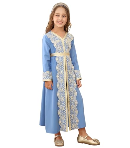 ABAO SISTER Girls Muslim Abaya Prayer Dress Islamic Modest Arabian Dresses Middle East Dubai Attire Kaftan
