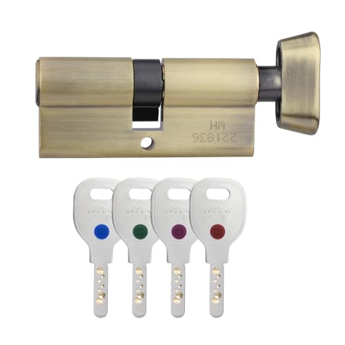 Image of Godrej Cylinder | Europrofile Ulturo XL+ | 1CK 70mm | Antique Brass Finish | Door Thickness Upto 50mm | 4 Keys