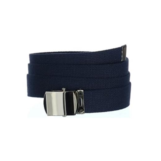 Ceinture Militaire US Army - Boucle métal argent - Longueur réglable 130 cm - Largeur 3 cm - Airsoft - Paintball - Outdoor (Bleu Marine)