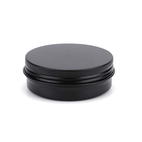 Foraineam 48 Pack 2 Oz Round Lip Balm Tin Cans - Aluminum Cosmetic Sample Containers With Screw Lid - Matte Black Metal Empty Tins Storage Travel Tin Jars #TOP1