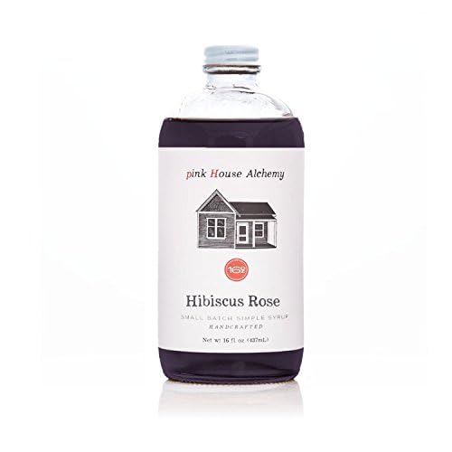 PINK HOUSE ALCHEMY Hibiscus Rose Simple Syrup 16 OZ Bottle for Coffee, Cocktail, Mocktail, Non Alcoholic Drinks, All-Natural Non-GMO (HR1)