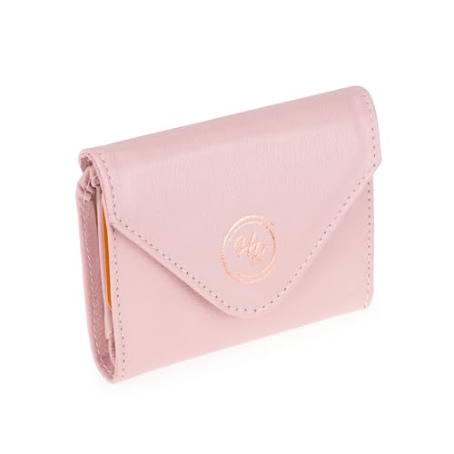 Porta Cartão Carteira Feminina couro Legítimo Slim para Cnh e Cartões C/fecho de imã (rosê)