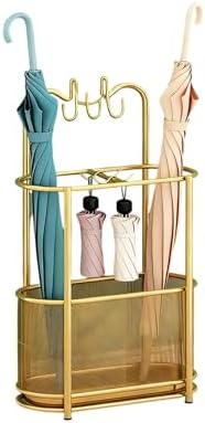 Large-Capacity Metal Umbrella Stand with Removable Drip Tray - Stylish Black Indoor Umbrella Holder for Hotel, Hallway, Home & Office Decor (37x21x60cm/14x8x23in)