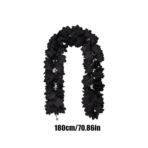 2Pack 5.9FT Artificial Autumn Halloween Garland with Black Maple Leaf (Black) - image 7