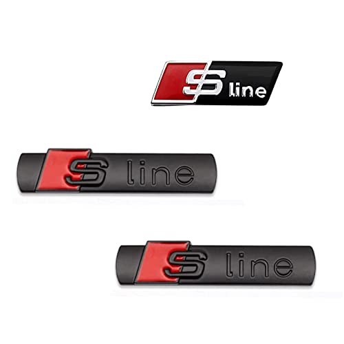 Slukueda Noir 3 Pièces Emblème 3D Sport Logo Autocollant en métal Logo 3D St Line Autocollant de Voiture Sport S Line Logo Emblème Emblème Extérieur de Voiture Signe pour A3 A4 A5 A6 A7 TT Série